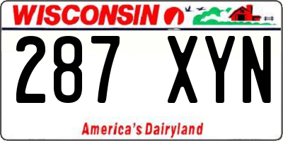 WI license plate 287XYN