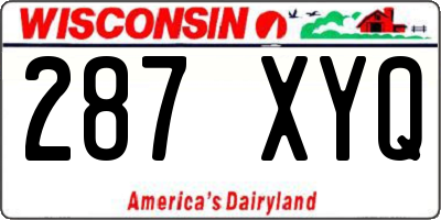 WI license plate 287XYQ