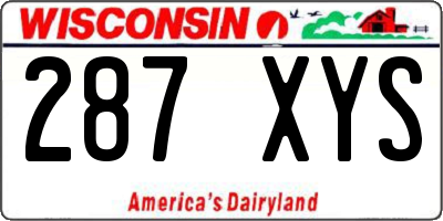 WI license plate 287XYS