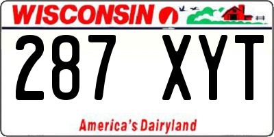 WI license plate 287XYT