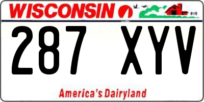 WI license plate 287XYV