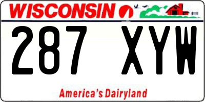 WI license plate 287XYW