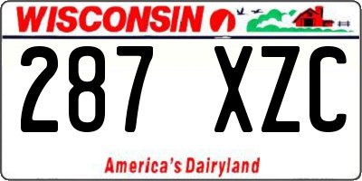 WI license plate 287XZC