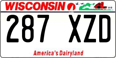 WI license plate 287XZD