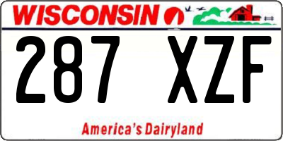 WI license plate 287XZF