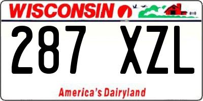 WI license plate 287XZL