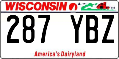 WI license plate 287YBZ