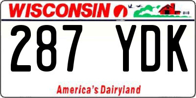 WI license plate 287YDK