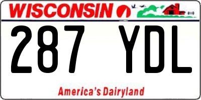 WI license plate 287YDL