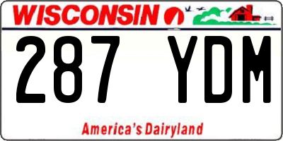 WI license plate 287YDM