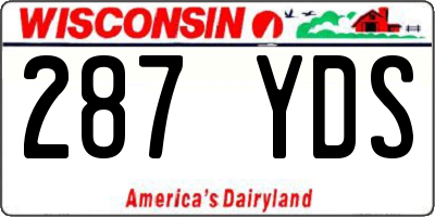 WI license plate 287YDS