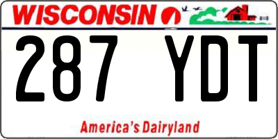 WI license plate 287YDT
