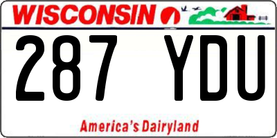 WI license plate 287YDU