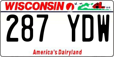 WI license plate 287YDW