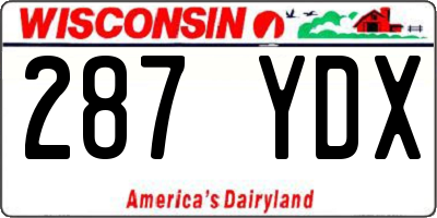 WI license plate 287YDX