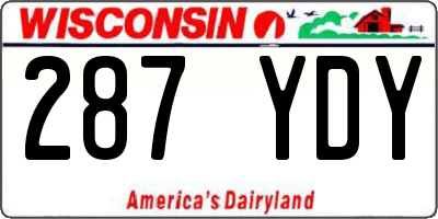 WI license plate 287YDY