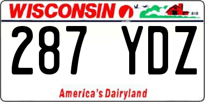 WI license plate 287YDZ