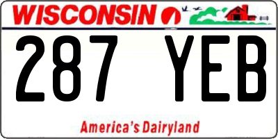 WI license plate 287YEB