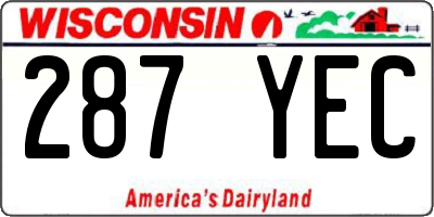 WI license plate 287YEC