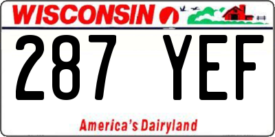 WI license plate 287YEF