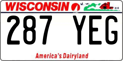 WI license plate 287YEG