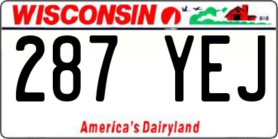 WI license plate 287YEJ