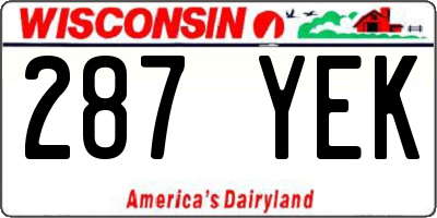 WI license plate 287YEK