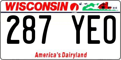 WI license plate 287YEO