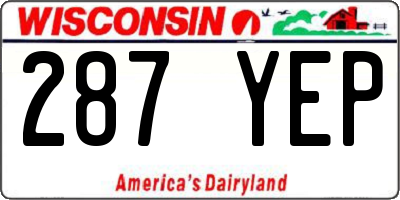 WI license plate 287YEP
