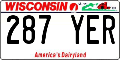 WI license plate 287YER