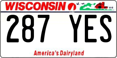 WI license plate 287YES