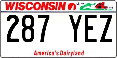 WI license plate 287YEZ