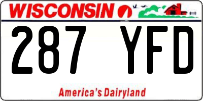 WI license plate 287YFD