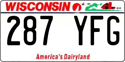 WI license plate 287YFG