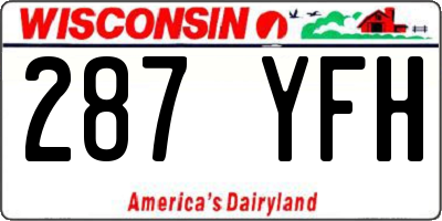 WI license plate 287YFH