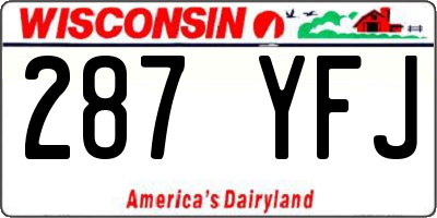 WI license plate 287YFJ