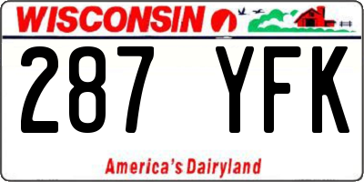WI license plate 287YFK