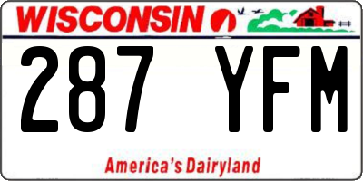 WI license plate 287YFM
