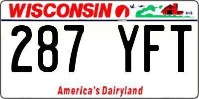 WI license plate 287YFT