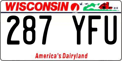 WI license plate 287YFU