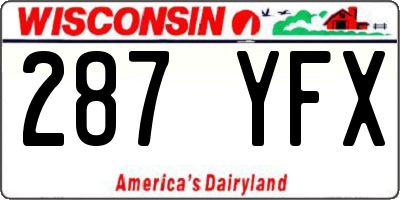 WI license plate 287YFX