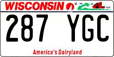 WI license plate 287YGC
