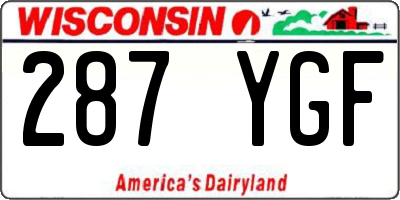 WI license plate 287YGF