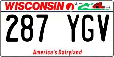 WI license plate 287YGV