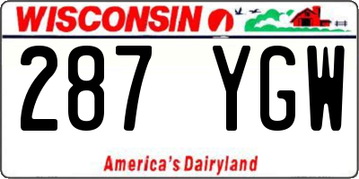WI license plate 287YGW