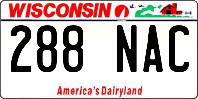 WI license plate 288NAC