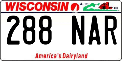 WI license plate 288NAR