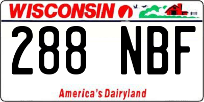 WI license plate 288NBF