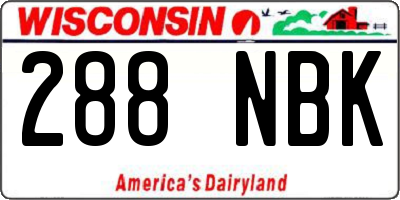 WI license plate 288NBK