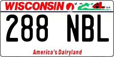 WI license plate 288NBL